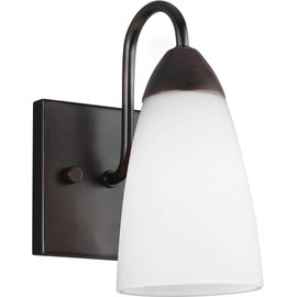 Seagull Sea Gull 4120201-710 Transitional One Light Wall Sconce from Seville Collection in Bronze/Dark Finish, Burnt Sienna