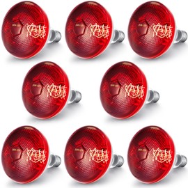 VIHOSE 8 Pack Infrared Heat Lamp for Chickens 250watt 120v Thickened Red Heat Lamp Bulbs for Food Service, Reptile, Pet, Bathroom, Light Therapy Use E26 Base