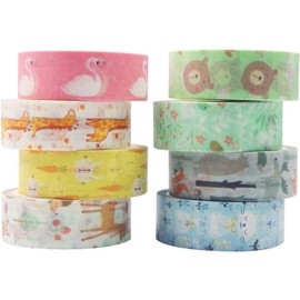YUBX Washi Tape Decorative Paper Masking Tape for Scrapbooking, Crafts (Small Animals)