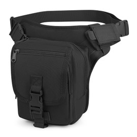 Huntvp Drop Leg Bag Utility Pouch Cross Over Leg Rig Thigh Pack Mens Motorcycle Waist Pack for Cycling Riding Outdoors Camping (Type5-Black)