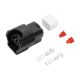 INFINAUTO 2 Pin Fuel Injector Waterproof Connector Plug, 2.2mm Series Female Wire Terminal Connector for Nissan Plastic Copper Black, 1 Set