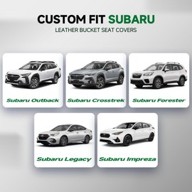 GIANT PANDA 2PCS Front Car Seat Cover Fit Subaru, Faux Leather Bucket Seat Covers for Subaru Outback Forester Crosstrek Legacy Impreza (Black)