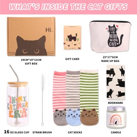 linsuiyyds Cat Lover Gifts For Women, Cat Mom Gift Box For Christmas, Mother's Day, Birthday, Cat Gifts For Cat Lovers, Cute Cat Themed Gifts For Crazy Cat Lady, Women, Daughters