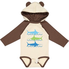 inktastic Future Fisherman Swordfish Long Sleeve Creeper 12 Months Natural & Brown W Ears 45703