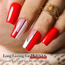 Double Rhythm 15ML Gel Nail Polish Pure Sheer Same Color Same Bottle Soak Off Gel Polish Art Manicure Salon DIY at Home for Women (Neon Red-A1422)