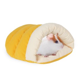 HardcorePet Large Guinea Pig Hideout Bed Cozy Floor Bed for Small Pets, Warm & Thick, Ground Use Only, Perfect for Rabbits & Rat (Yellow)