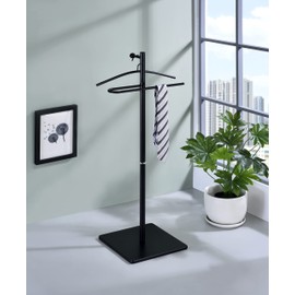 Proman Products VL17240 Kumo Freestanding Metal Valet Stand Organizer with Removable Hanger, Trouser Bar, 2 Tone (Black/Walnut), 11.5" W x 11.5" D x 41" H