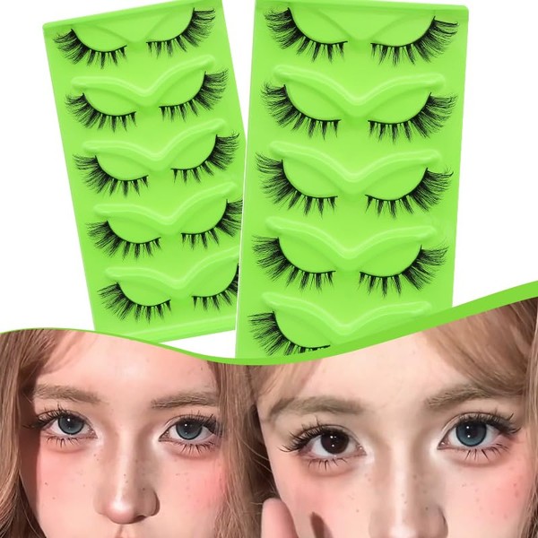 5 pairs Wispy Cat Eye Lashes Wispy False Eyelashes Natural