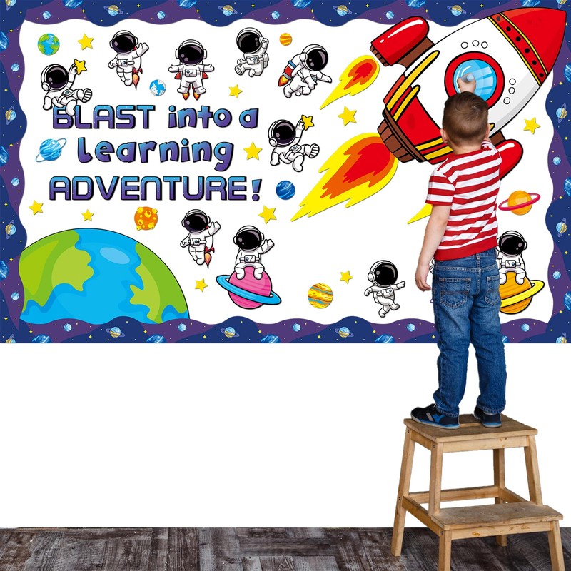 Justforjoyful Outer Space Astronaut Bulletin Board Decorations Space Theme Classroom