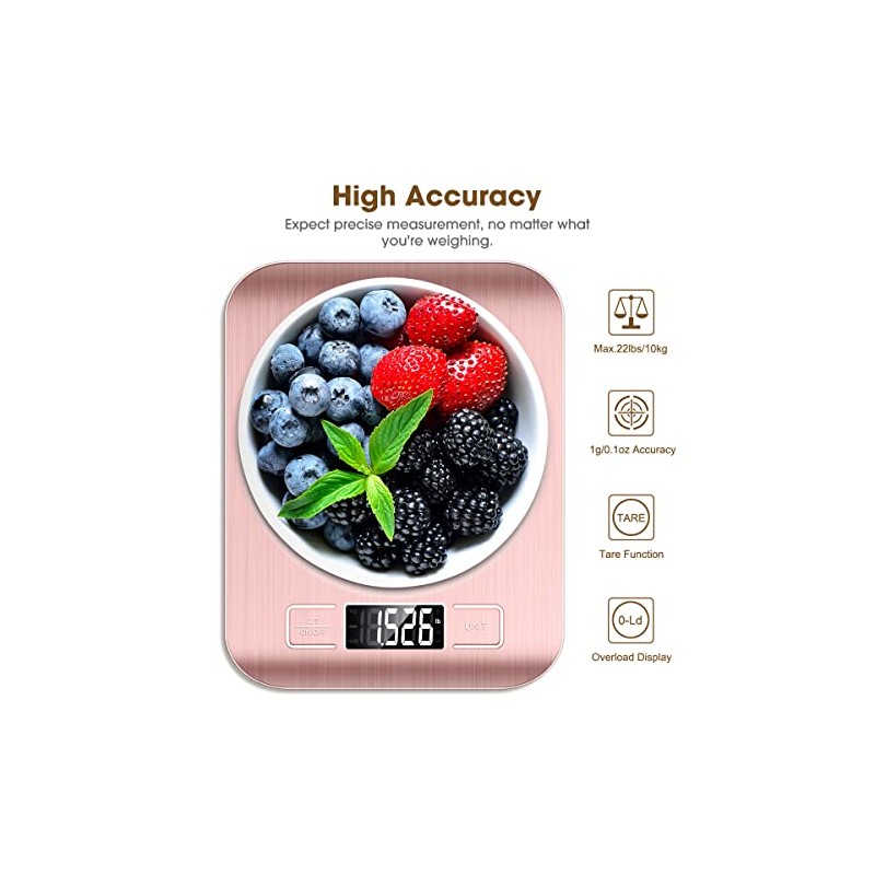 Mik-Nana Food Scale Pink, 10kg/22lb Digital Kitchen Scale Weight Grams