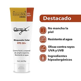 Reflexsol Crema FPS 50+ para pieles sensibles y que padecen fotodaño, resistente al agua y sudoración activa, hipoalergénico y no comedogénico, para n