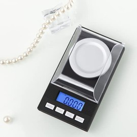 Jeweler's Scale, Portable 0.001 g Digital Jewellery Scale, Precision Scale, Pocket Scales with Calibration Weights and Tweezers for Laboratory, Kitchen and Jewellery Shop, 15.5 × 8 × 2 cm (100 g)
