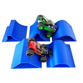 Jeff Did It! 1/24th Monster Truck Ramp Set Includes 5 Stunt/Jump Ramps - 200MM - Works as Display Stand - Includes Anti Slip Rubber Feet - Great Gift! (Blue)
