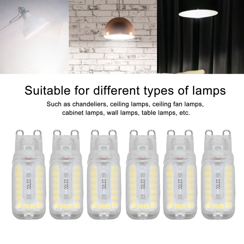 6pcs G9 LED Bulbs 7W Dimmable 360° Illumination Replacement Light