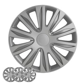 Shirry Group Hubcaps 4-Pack Kit, 15 inch Hub Caps Set of 4 Wheel Covers with Universal Snap-On Retention Rings, 1-Tone ABS Plastic Silver Car Rims for All Models (SG-5083-B-15)