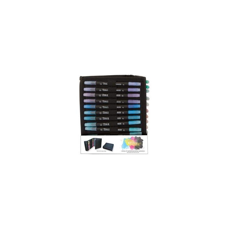 DOCRAFTS ARTISTE Watercolour Dual-Tip Pens and Caddy with Brush and