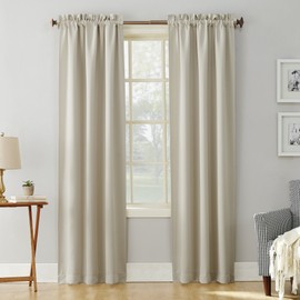 Sun Zero Easton Energy Saving Blackout Rod Pocket Curtain Panel, 40" x 84", Pearl