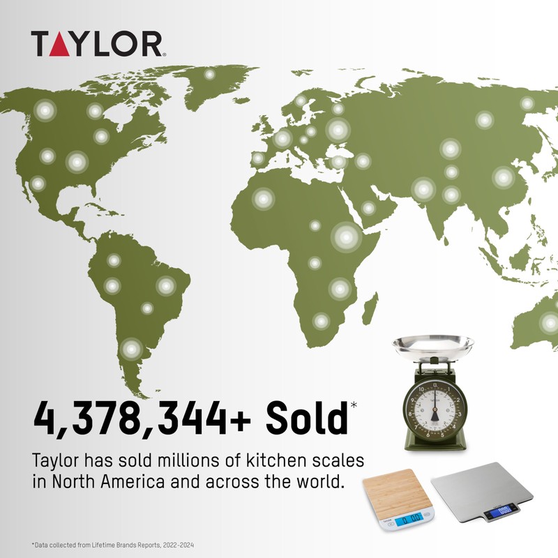 Taylor Analog Kitchen Scale, Stainless Steel Mechanical Food Scale with