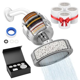 Filtered Shower Head,5 Replaceable Filter Cartridges 20+3 Stage Shower Filter for Hard Water with Vitamin C & E for Healthy Skin & Hair, Removes Chlorine, Heavy Metals & Harmful Substances