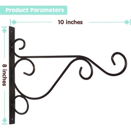 KSS 2Pcs Iron Plant Hanger Wall Hooks,Hanging Basket Brackets Wrought Iron Bracket for Lantern Planter Flower Hanger Fence (Black)