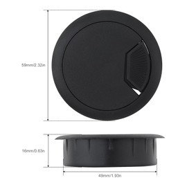 MovFlax Desk Grommet 2 Inch (50 mm) Pack of 4-Black ABS Plastic Cable Hole Cover to Arrange Wires & Cords Through Computer Table/Countertops