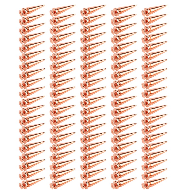 100set Punk Cone Spikes Studs Rose Gold Pointed Electroplating Burr