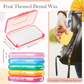 Geiserailie 5 Pack Braces Wax for Teeth New Flavored Dental Wax with Wax Applicator Scraper Orthodontic Wax for Braces Wearer, Oral Appliances, Aligners Patients(5 Fruit Flavors)