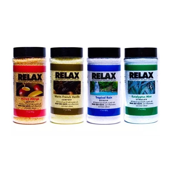 Relax Spa & Bath La Aromaterapia Original Mejor Sales De Baño, Paquete De 4,