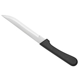 Choice 4 3/4" Stainless Steel Steak Knife w/ Black Handle 12/Case (select style) - Rounded blade tip
