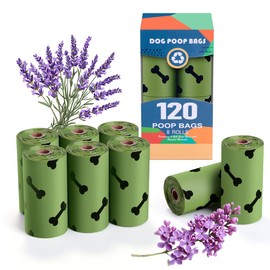 RMancipate Green Dog Poo Bags Lavender scent -120 Large Biodegradable Poop Bags, Extra Thicken Strong Corn Starch Blended Compostable Leak Proof Poop Waste Bag for Dogs
