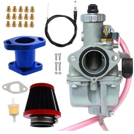 YJGZSVK VM22 26mm Carburetor Carb Blue Intake Manifold Main Jets Throttle Cable Air Filter Kit for Predator 212cc 196cc Massimo Baja Warrior 6.5hp GX200 GX160 BT200X CT200U Engine Mini Bike Go Kart