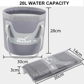 Qualore Camping Collapsible Bucket, 20L Handy Folding Water Container Portable Foldable Water Carrier Storage for Travelling Plumbing Car Wash
