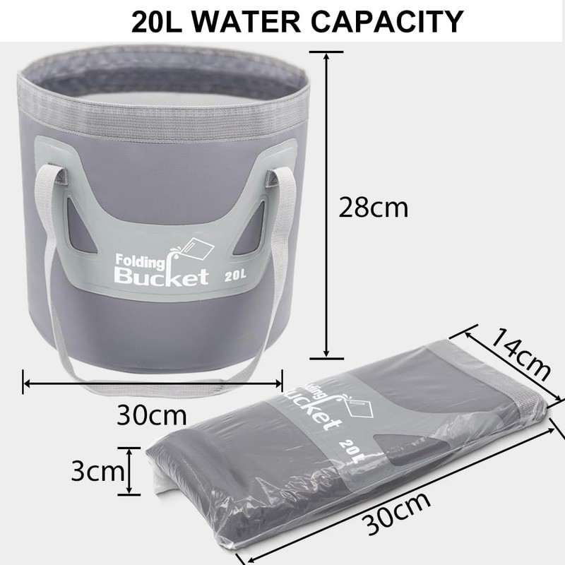 Qualore Camping Collapsible Bucket, 20L Handy Folding Water Container Portable