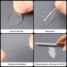 uadbau 450 Pcs Museum Putty Sticky Tack Double-Sided Tape Sticky Dots, 10mm/0.39” Removable Clear Adhesive Dots, Poster Putty Wall Tape for Home Decoration, Office Use, and Wedding Setup