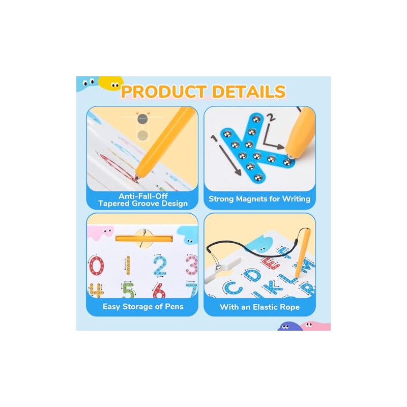 JoyCat Magnetic Letter and Number Tracing Board Set, Double Sided