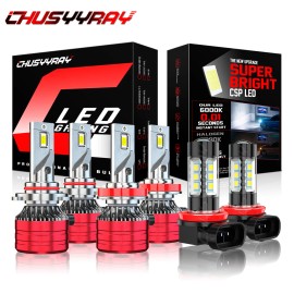 CHUSYYRAY For RAM 1500 2500 3500 Big Horn Crew Cab Pickup 2019-2023 LED Headlight+Fog Bulb