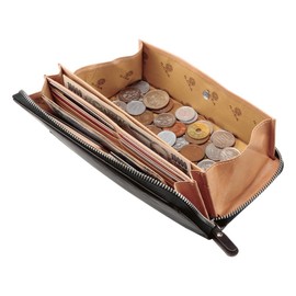 SNOVIST Men's Long Wallet, Museum Calf, Zippered, Wallet, Garson, Black