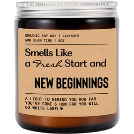 GreenStar Gifts Smells Like A Fresh Start & New Beginnings - A Light to Remind - New Job Candle - Congratulations Gift - Breakup Gift - Housewarming Gift - New Chapter Gift - New Beginnings Candle