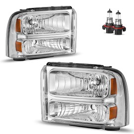 KarSpareHub Headlights Assembly W/Bilbs for 2005-2007 Ford F250 F350 F450 F550 Super Duty Halogen Headlamp Replacement Driver & Passenger Side