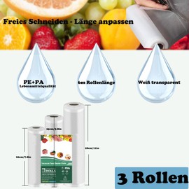 Vacuum Rolls 3 Rolls BPA-Free Professional Foil Rolls Vacuum Film Rolls for Vacuum Sealer & Food Vacuum Sealer Suitable for Vacuum Sealer and Film Welding Devices (28/25/20 x 600 cm)