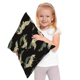 Moslion Throw Pillow Cover Japanese Bird Asian Dancing Oriental Crane Pine Tree Vintage Design Animal Square Pillow Case Cushion Cover for Home Car Decorative Cotton Linen 18x18 Inch