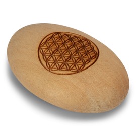 NKlaus Worry Stone Worry Stone 3852 Flower of Life Real Wood 6.3 x 4 x 1.5 cm Oval for Improving the Mood