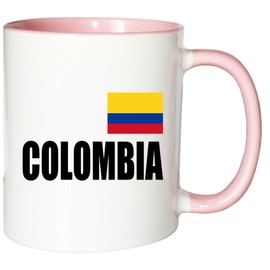 Mister Merchandise Colombia Flag Coffee Cup Tea Cup White / Pink