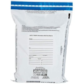 BankSupplies Ultima Blue White Deposit Bags | 12W x 16H | Case of 500 | Discreet, Opaque & Secure | Bank Deposit Bags | Tamper Evident Security | Easy to Use | Write-On Surface