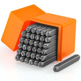 Starvortex 36Pcs Metal Letter Stamps Kit, 4mm Durable Carbon Steel Letter Punch Set for Metal (A-Z, 0-9, &), Number and Symbols Leather Stamping Tools Punch for Wood Plastic Leather