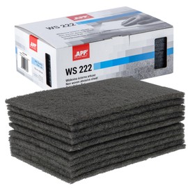 App WS 222 Sanding Fleece Pads, Set of 10, 150 x 230 mm, Grey, Sanding Fleece for Metal, Wood, Steel & Stainless Steel, Fine-Grain Sanding Wool, Grit: 600-800