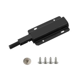 2Pcs Magnetic Cabinet Door Catch, Aluminum Alloy Push Open Magnetic Touch Latch for Cabinet Wardrobe Drawer (Black)