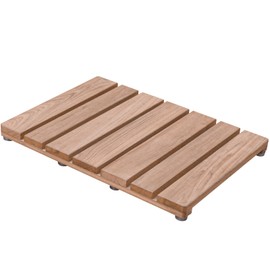 SINOKF Teak Shower Mat, (23.5x17) Wood Bath Mat for Bathroom, Heavy Outdoor Non-Slip Wooden Floor Mats for Spa or Sauna, and Camp