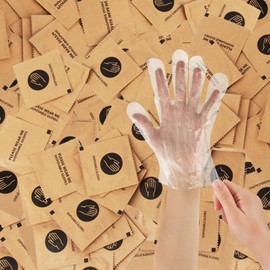 MAQIHAN 300pcs (150prs) Plastic Gloves Disposable – Food Prep Gloves Clear Cooking For Chef Baking Food Service Hair Dye Hand Care Kitchen Home Cleaning Individual Kraft Paper Wrapping