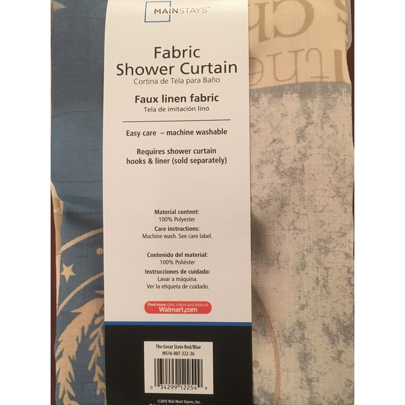 Mainstays The Great State Fabric Shower Curtain, 70" x 72"